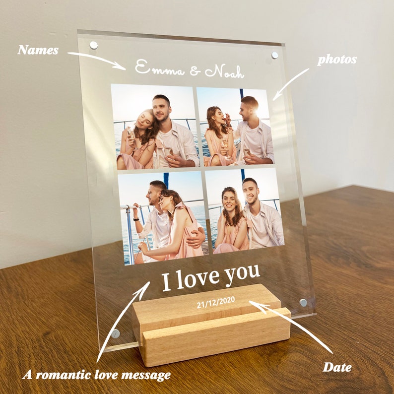 Custom Photo Collage Plaque Personalized Picture Frames Glass Etsy