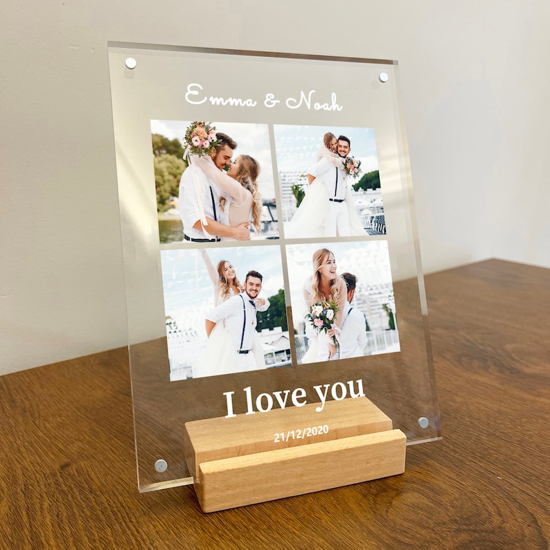 Custom Photo Collage Plaque Personalized Picture Frames Glass Etsy