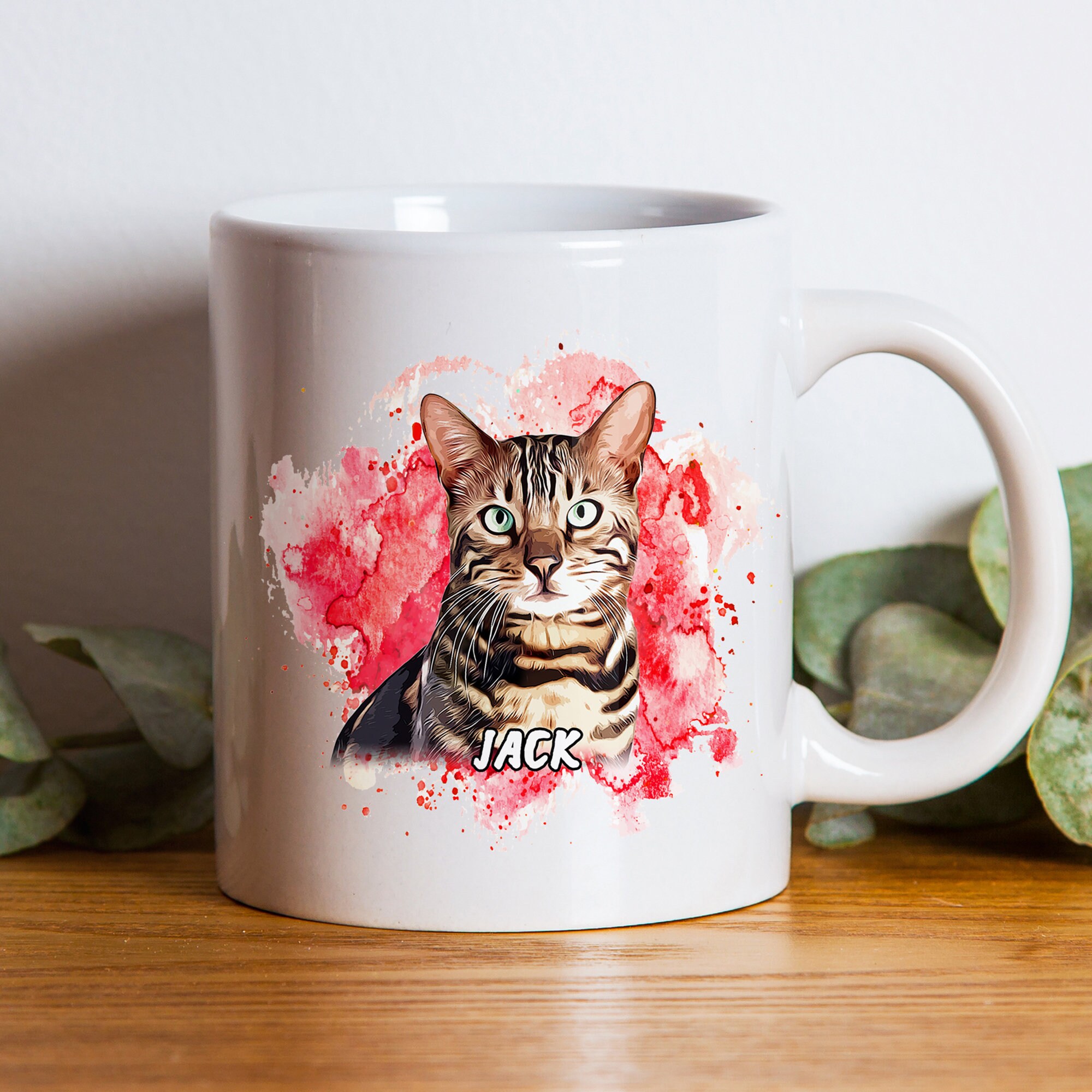 Custom cat portrait coffee mug Cat mom mug Cat owner mug Etsy