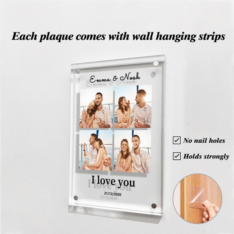 Custom Photo Collage Plaque Personalized Picture Frames Glass Etsy