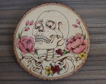 Wood Burned Skull Art