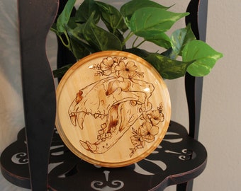 Wood Burned Lion Skull Art