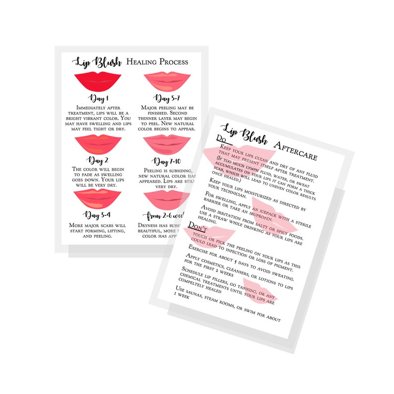 Lip Blush Healing Process and Aftercare Instruction Cards Etsy