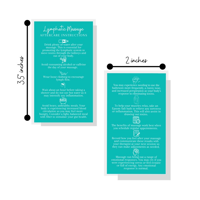 Lymphatic Massage Aftercare Card Digital Download Etsy