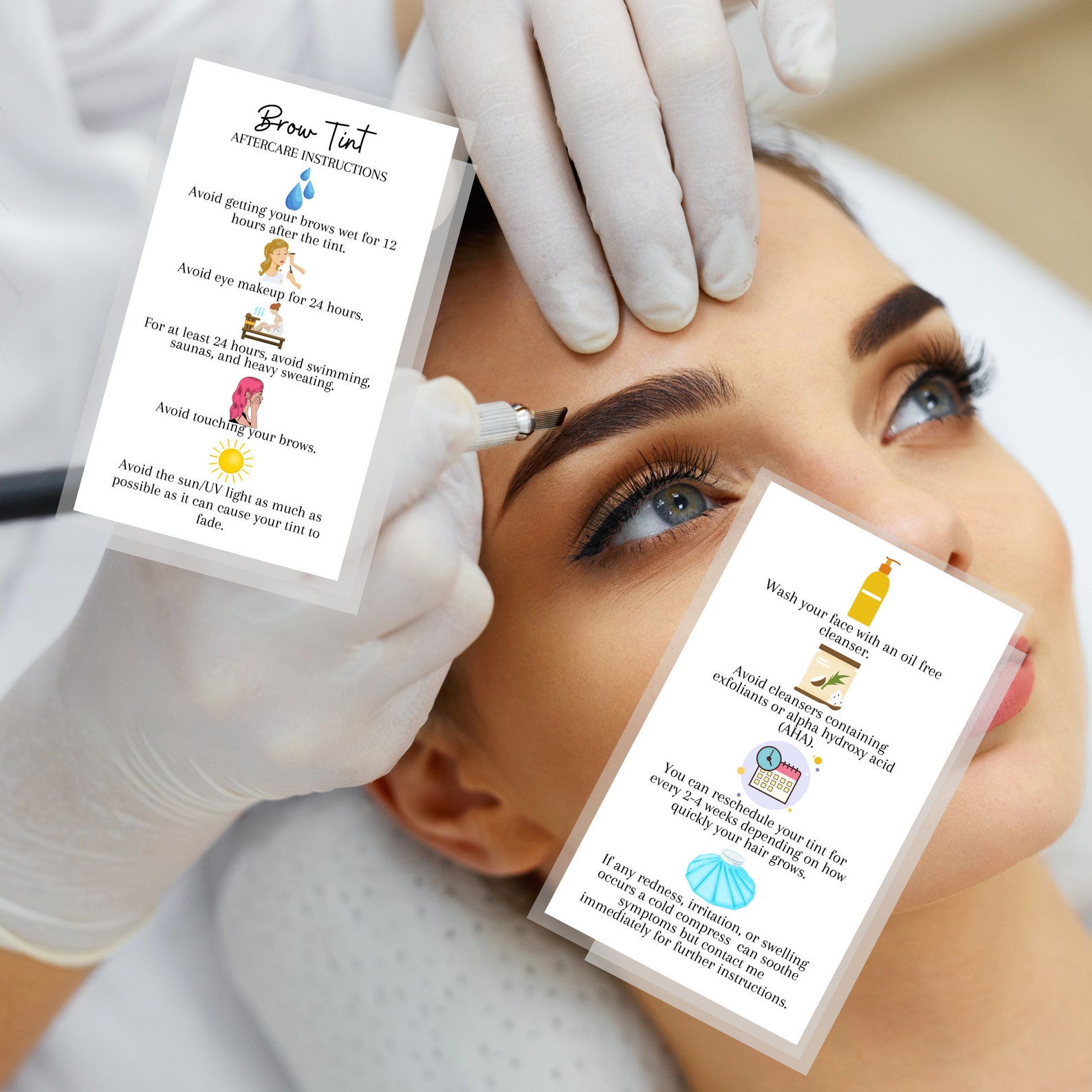 Eyebrow Tint Aftercare Instruction Cards Digital Download of Etsy