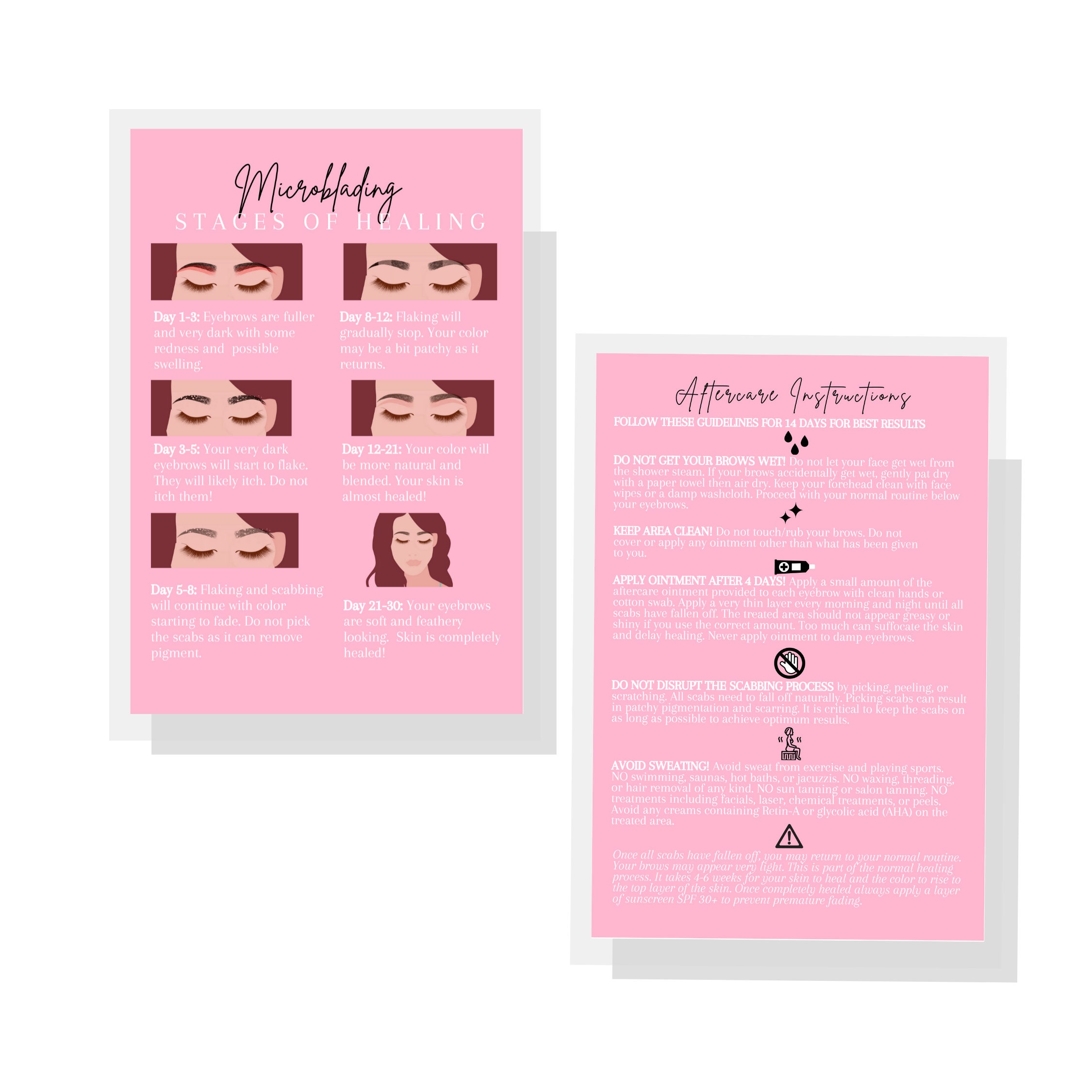 Microblading Stages of Healing & Aftercare Card Digital | Etsy