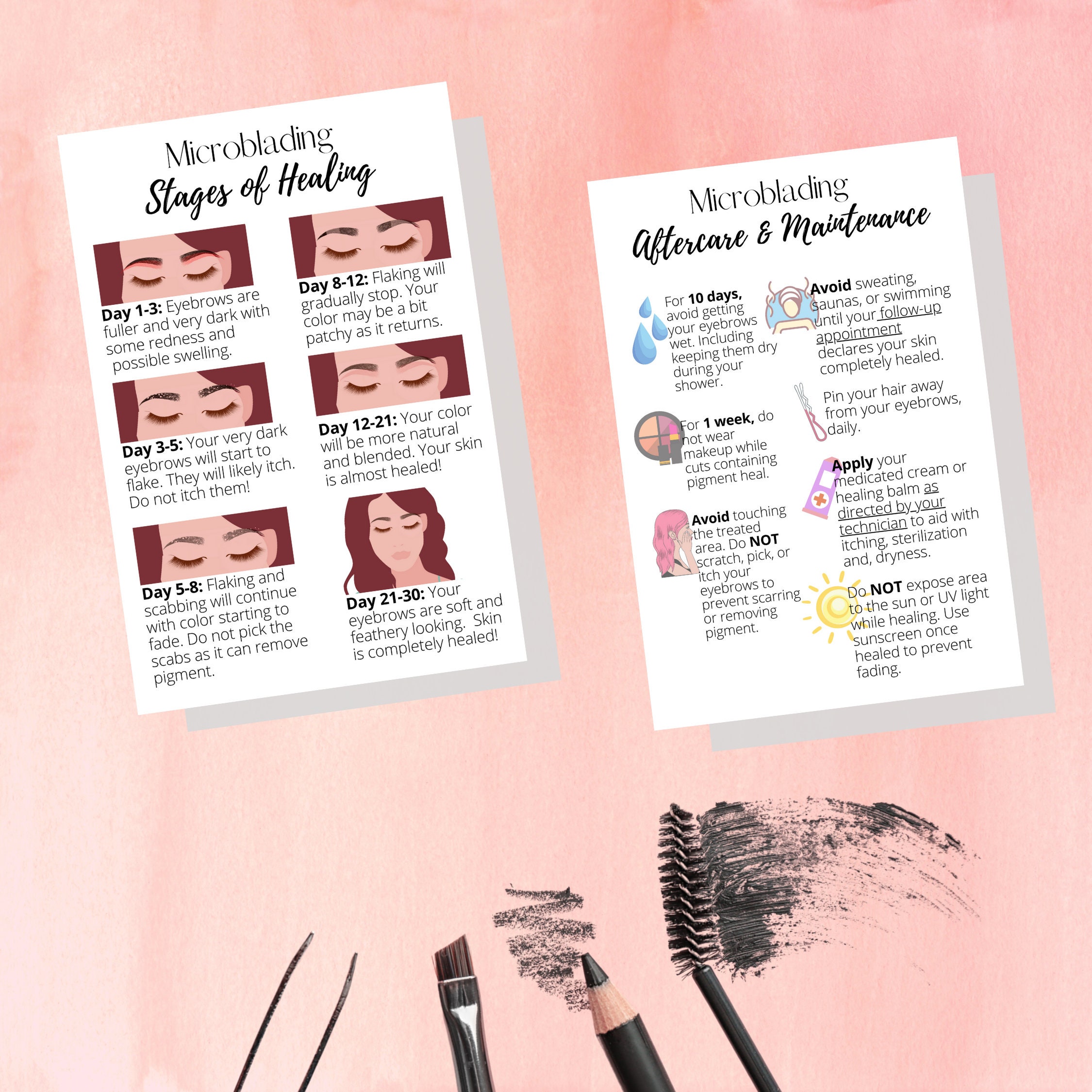 Microblading Stages of Healing & Aftercare Card Digital | Etsy