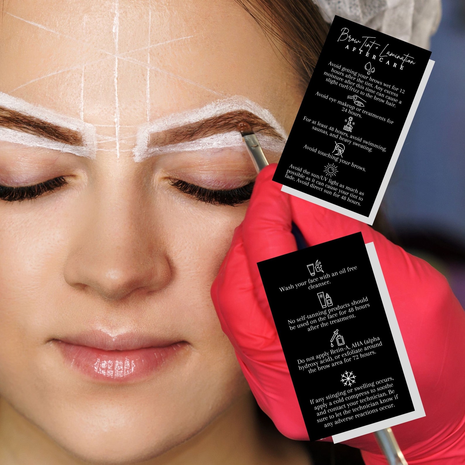 Brow Tint Lamination Aftercare Cards Digital Download of 2 Etsy
