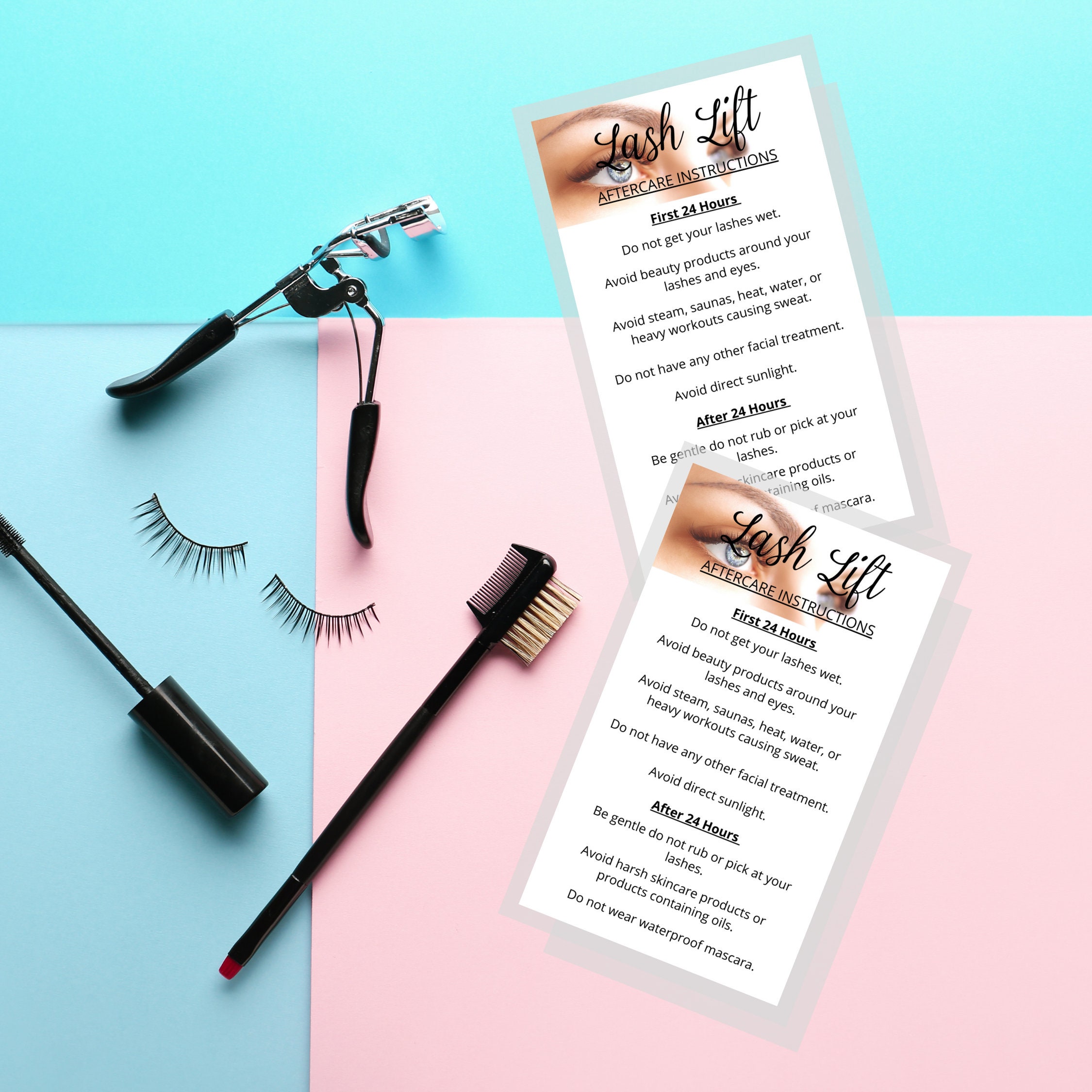 Lash Lift Aftercare Instruction Card Digital Download 2 x Etsy