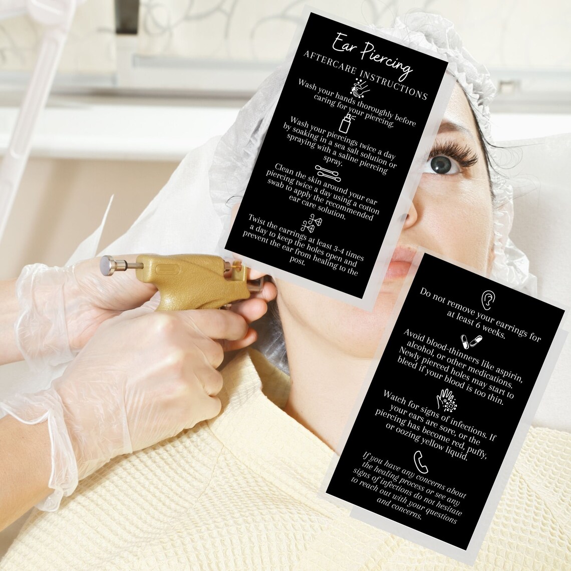 Ear Piercing Aftercare Instruction Cards Digital Download Etsy