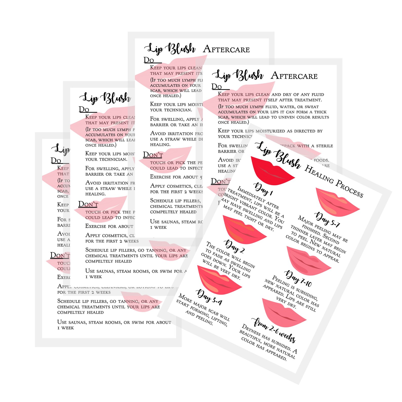 Lip Blush Healing Process and Aftercare Instruction Cards Etsy