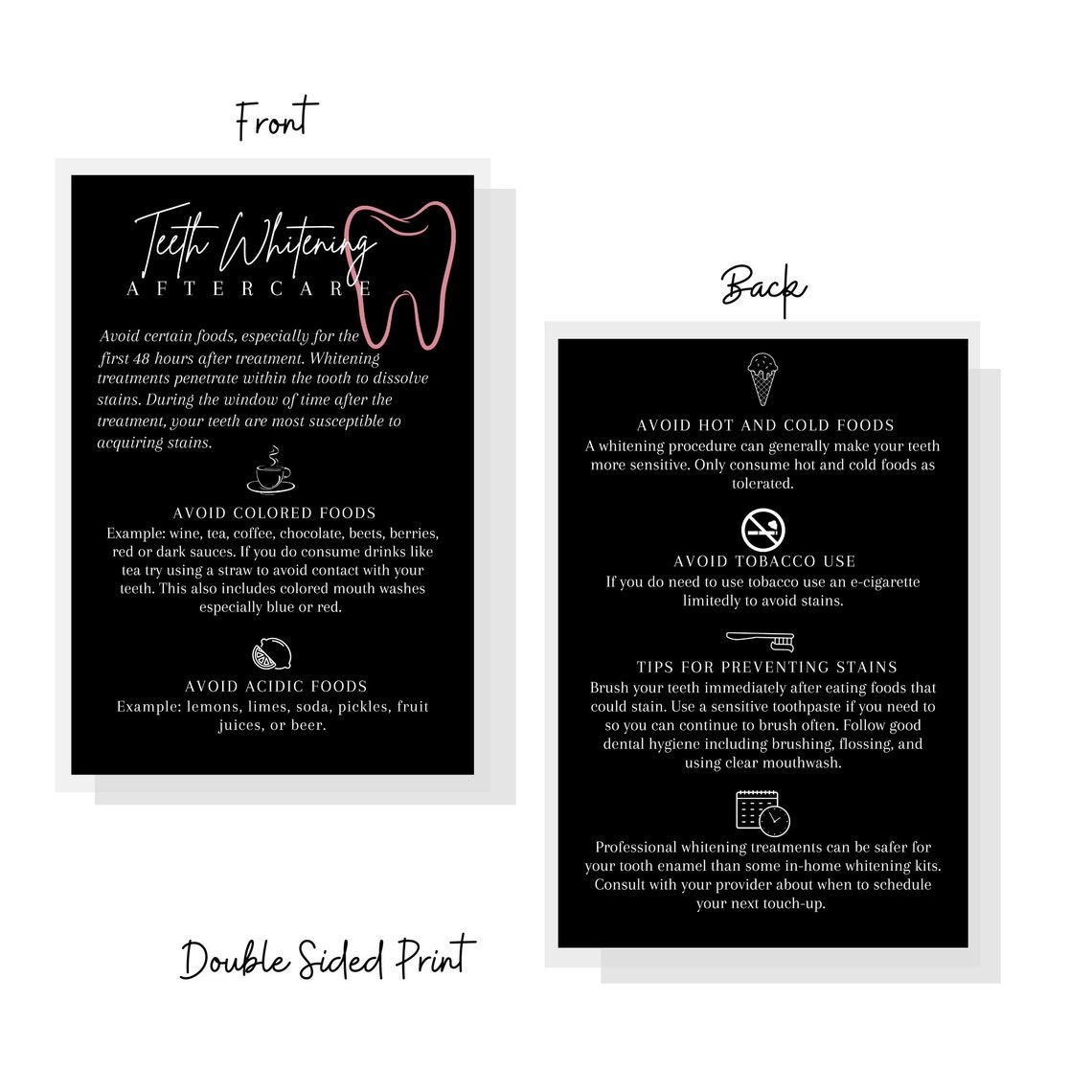 Teeth Whitening Aftercare Instruction Card Digital Download Etsy