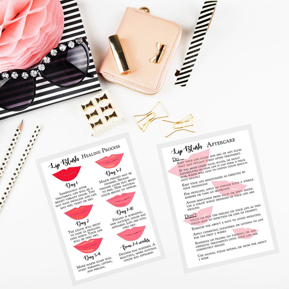 Lip Blush Healing Process and Aftercare Instruction Cards Etsy New