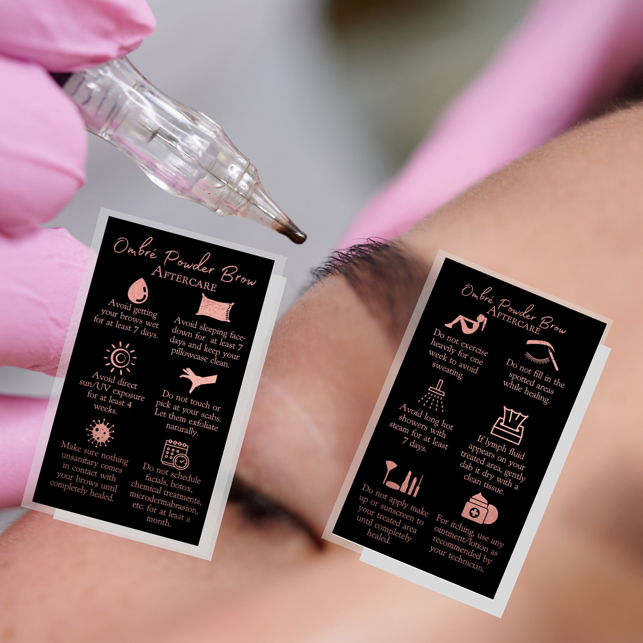 Ombre Powder Brow Aftercare Instruction Cards Digital | Etsy