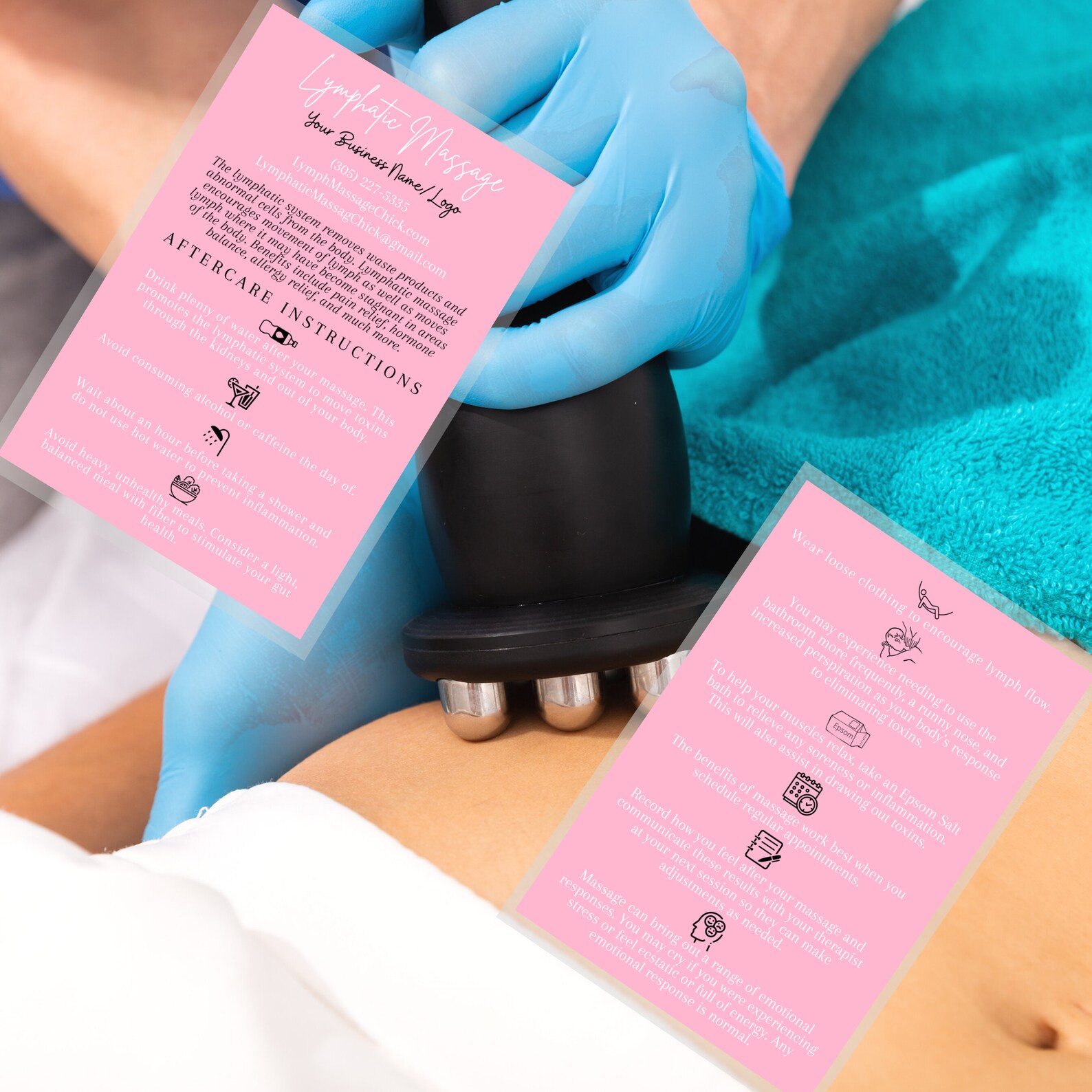 Lymphatic Massage Info & Aftercare Card Custom Edit in Canva Etsy