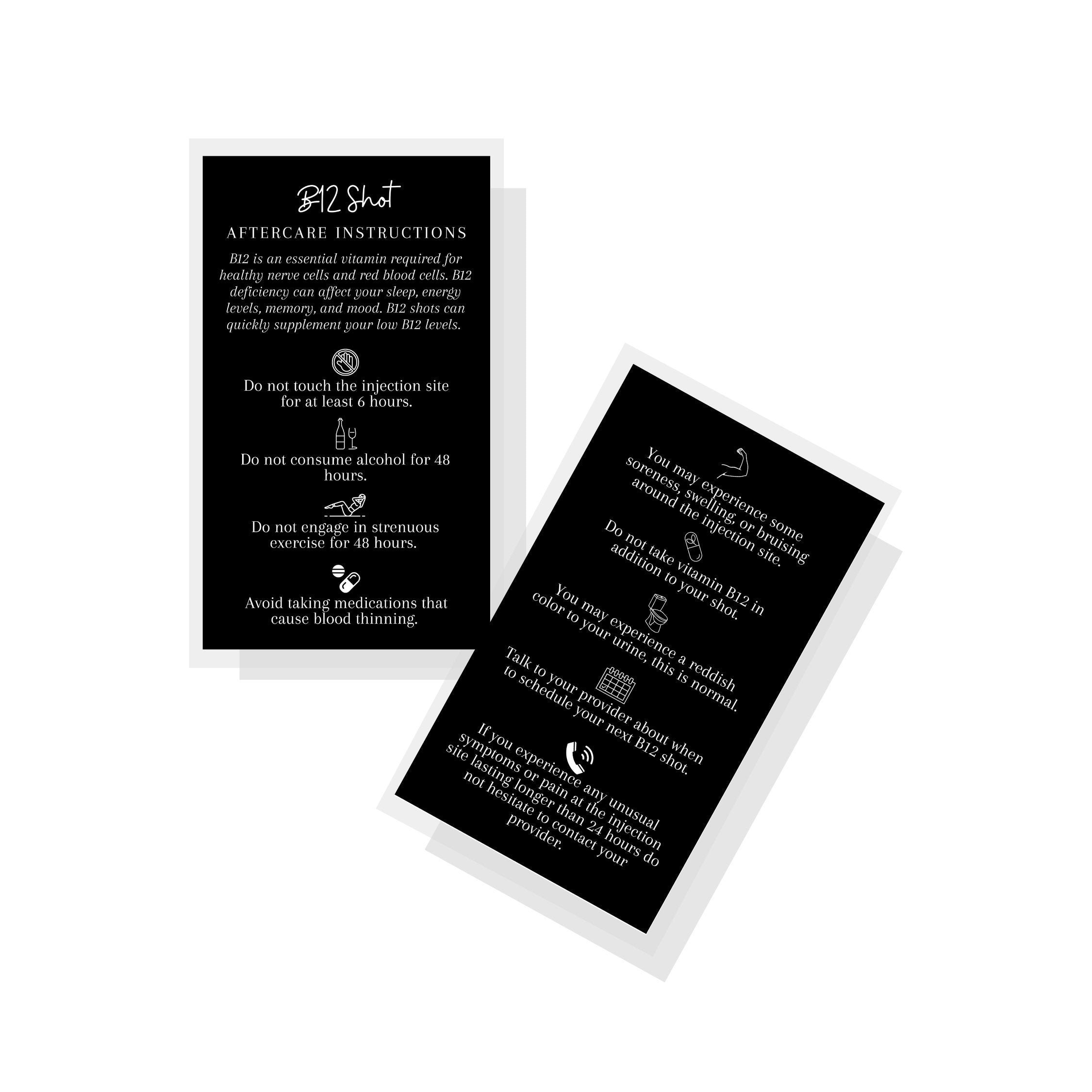 B12 Shot Aftercare Instruction Card Digital Download 2x3 5 Etsy