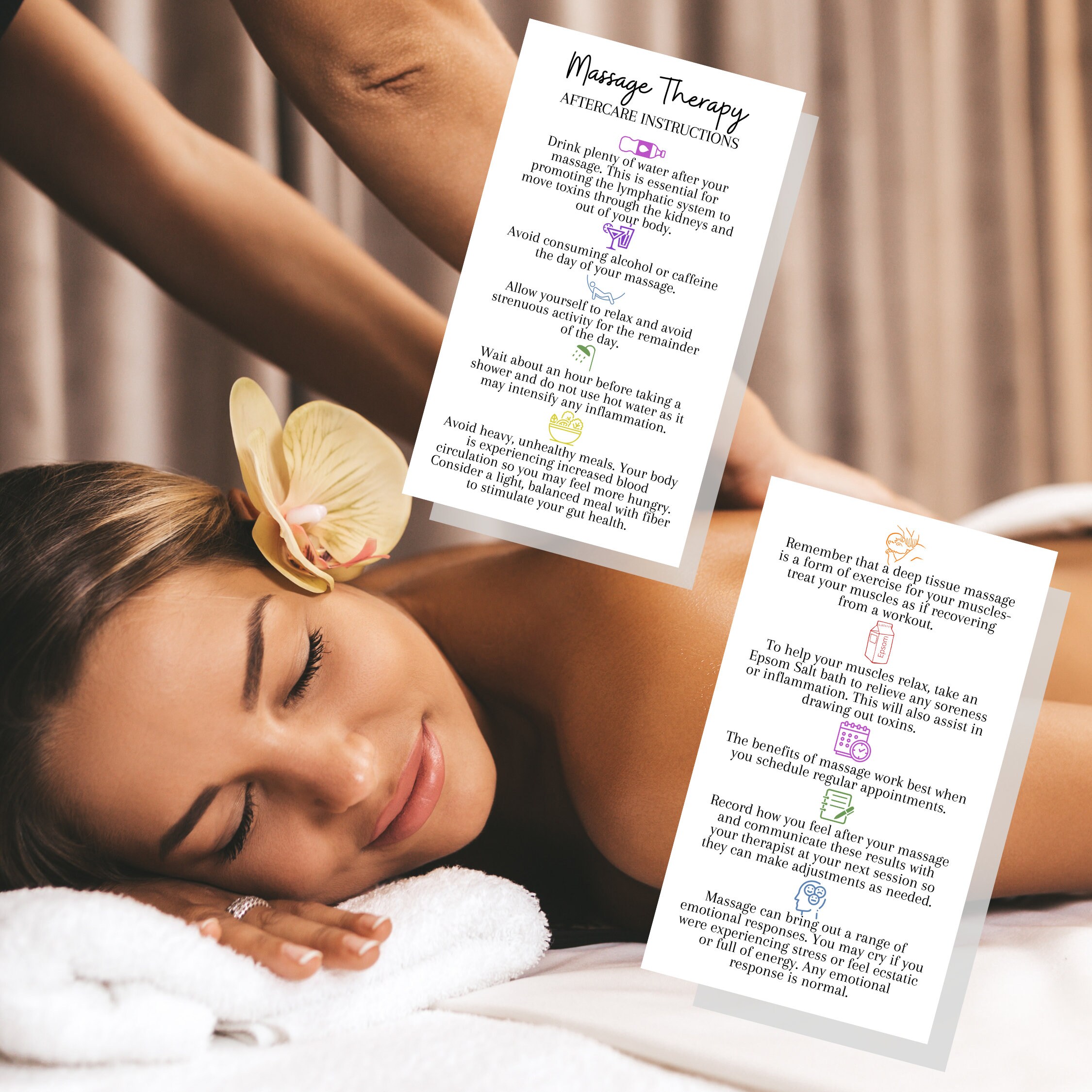Massage Therapy Aftercare Instruction Card Digital Download Etsy