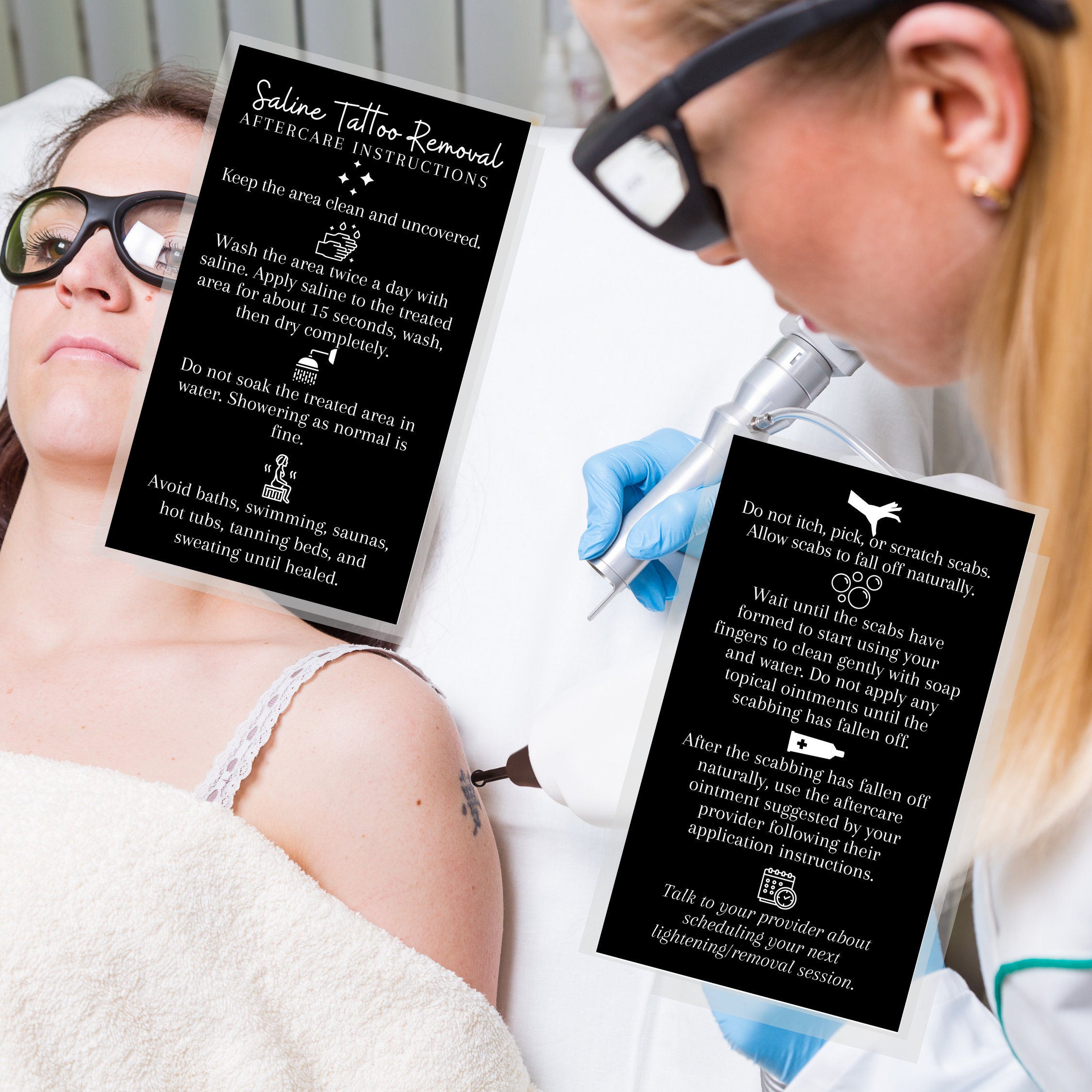 Laser Tattoo Removal Aftercare Instruction Cards Digital Etsy