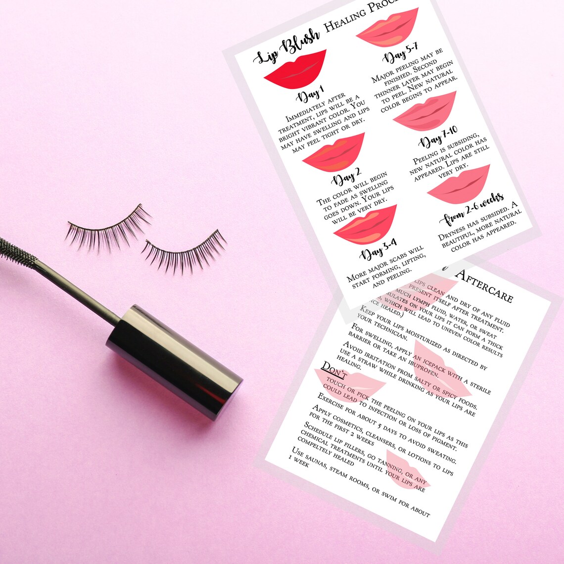 Lip Blush Healing Process and Aftercare Instruction Cards Etsy New