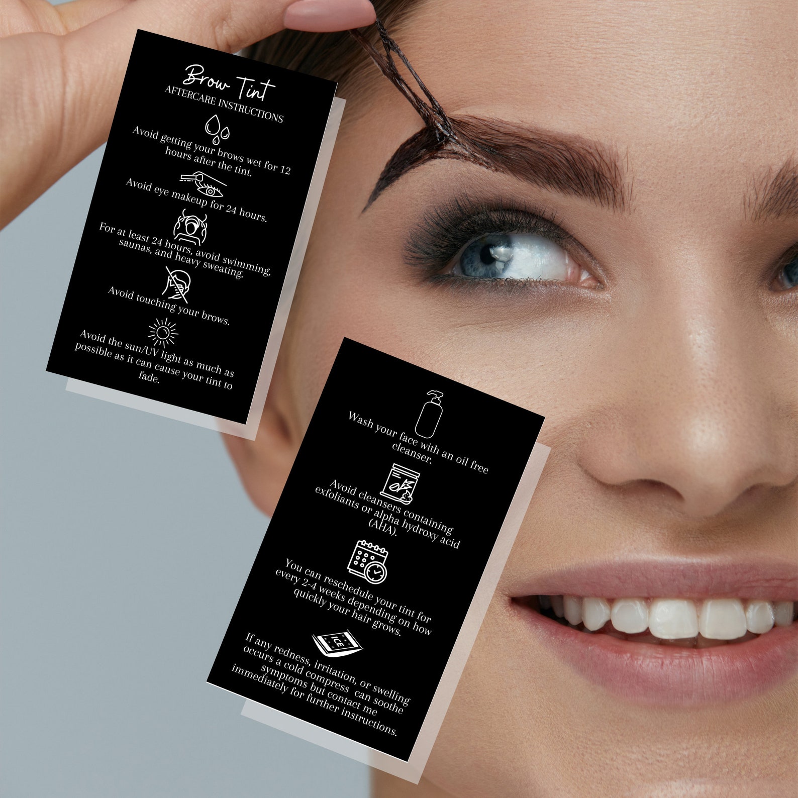 Eyebrow Tint Aftercare Instruction Cards Digital Download of Etsy