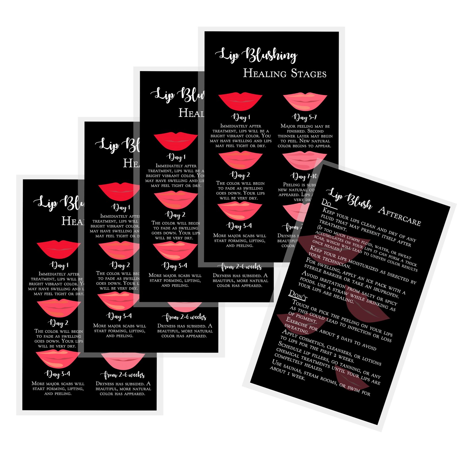 Lip Blush Healing Process and Aftercare Instruction Cards Etsy