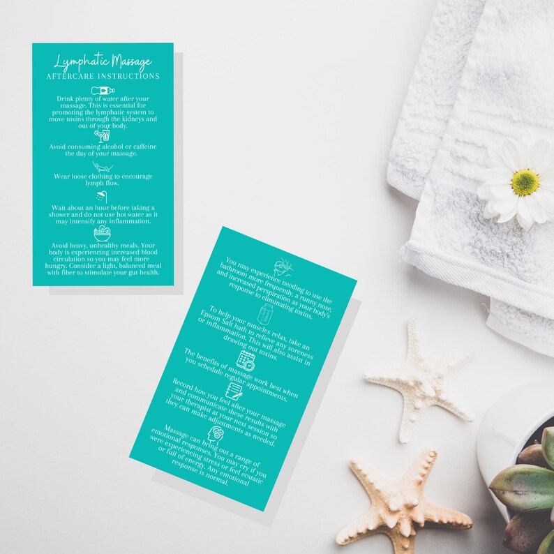 Lymphatic Massage Aftercare Card Digital Download Etsy