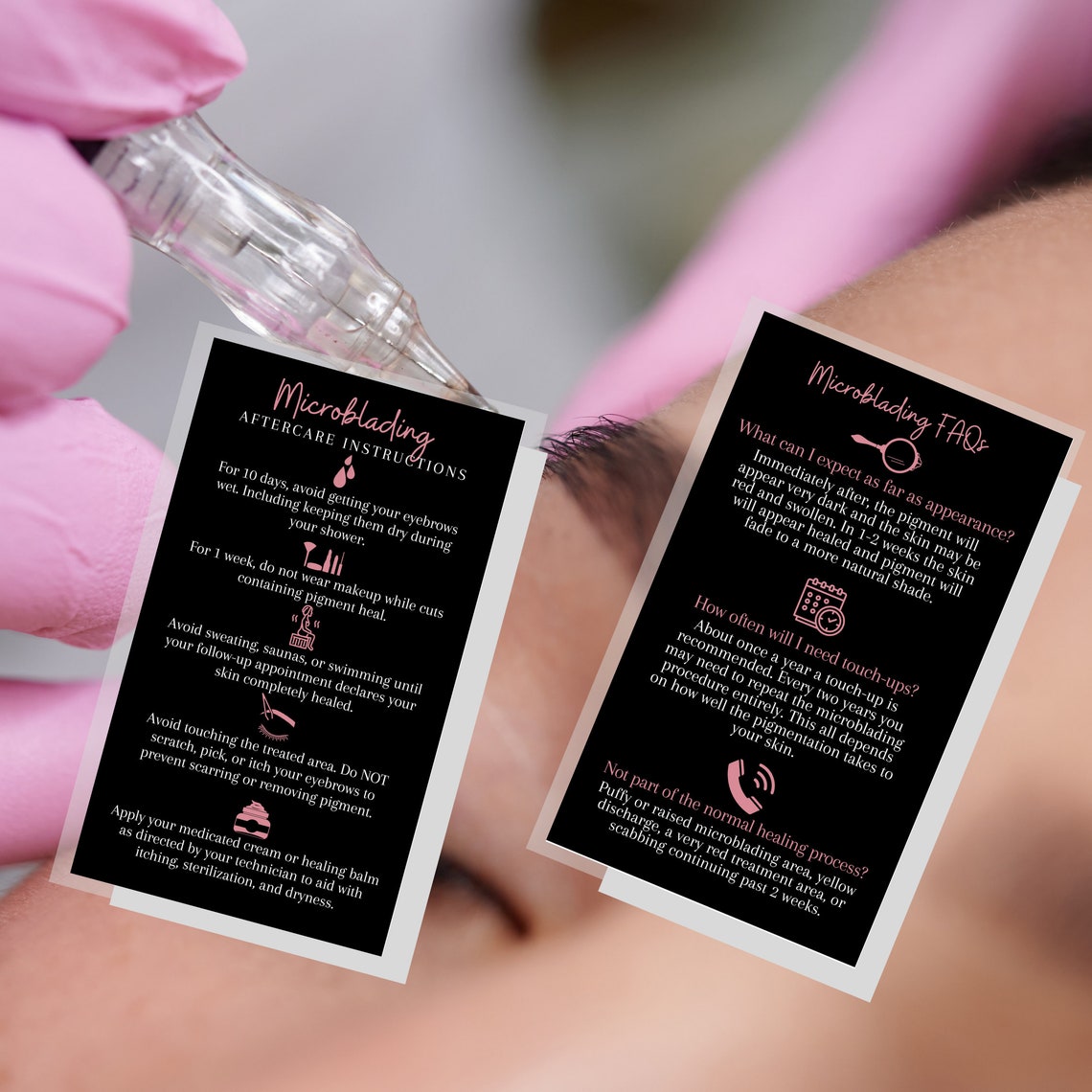 Microblading Aftercare Faqs Instruction Cards Digital | Etsy