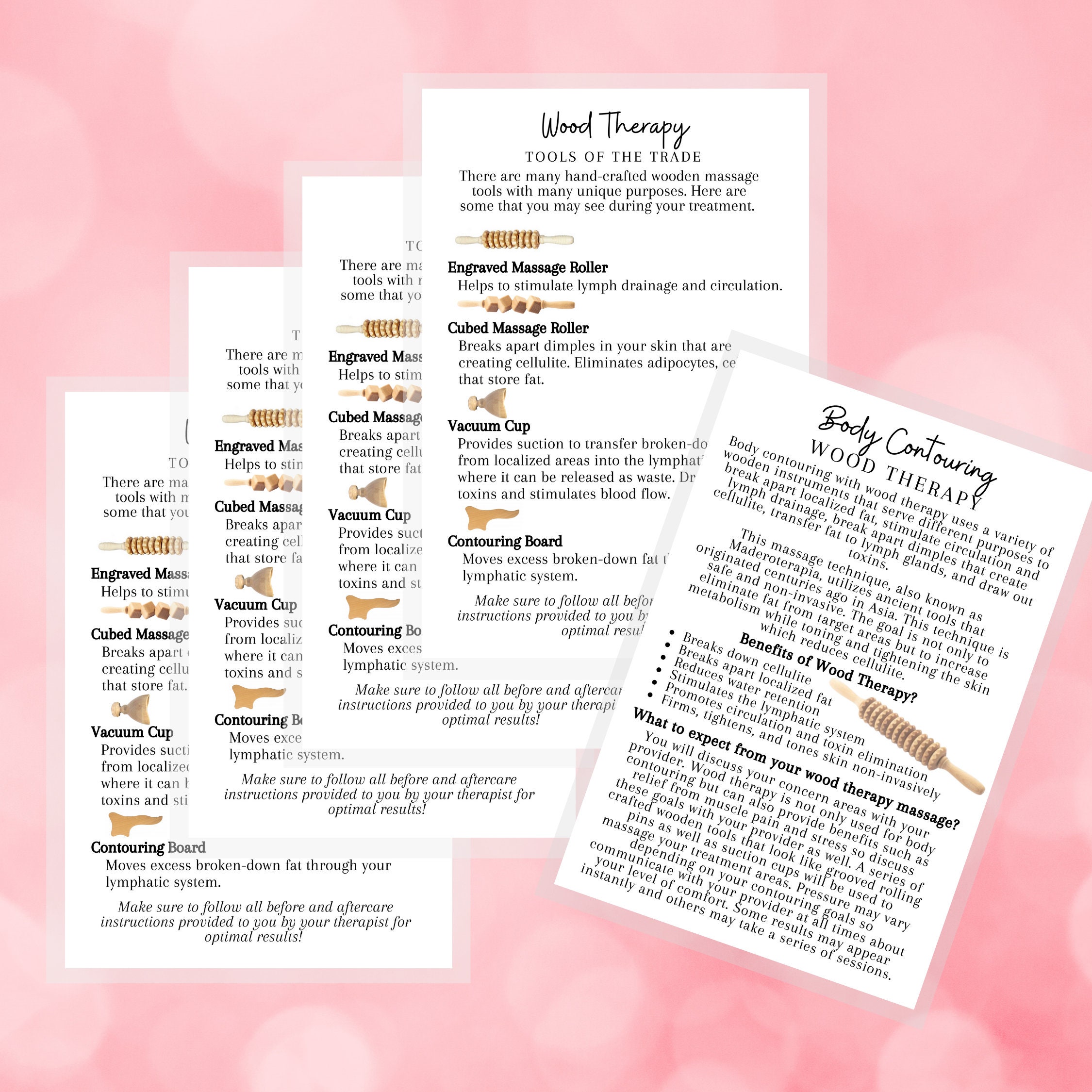 Wood Therapy Body Contouring FAQ Information Cards Digital Etsy