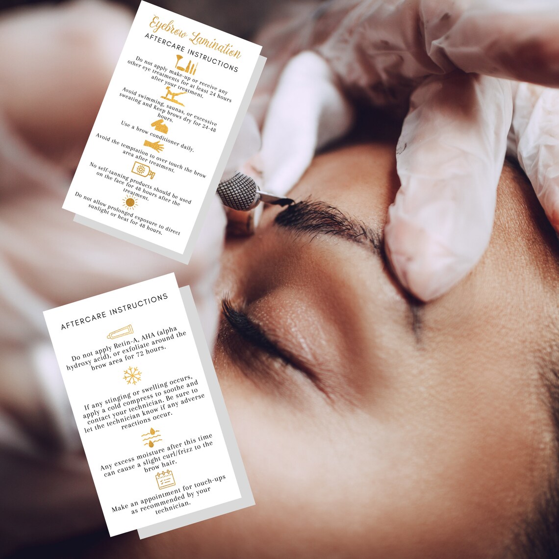 Eyebrow Lamination Aftercare Instruction Cards Digital Etsy