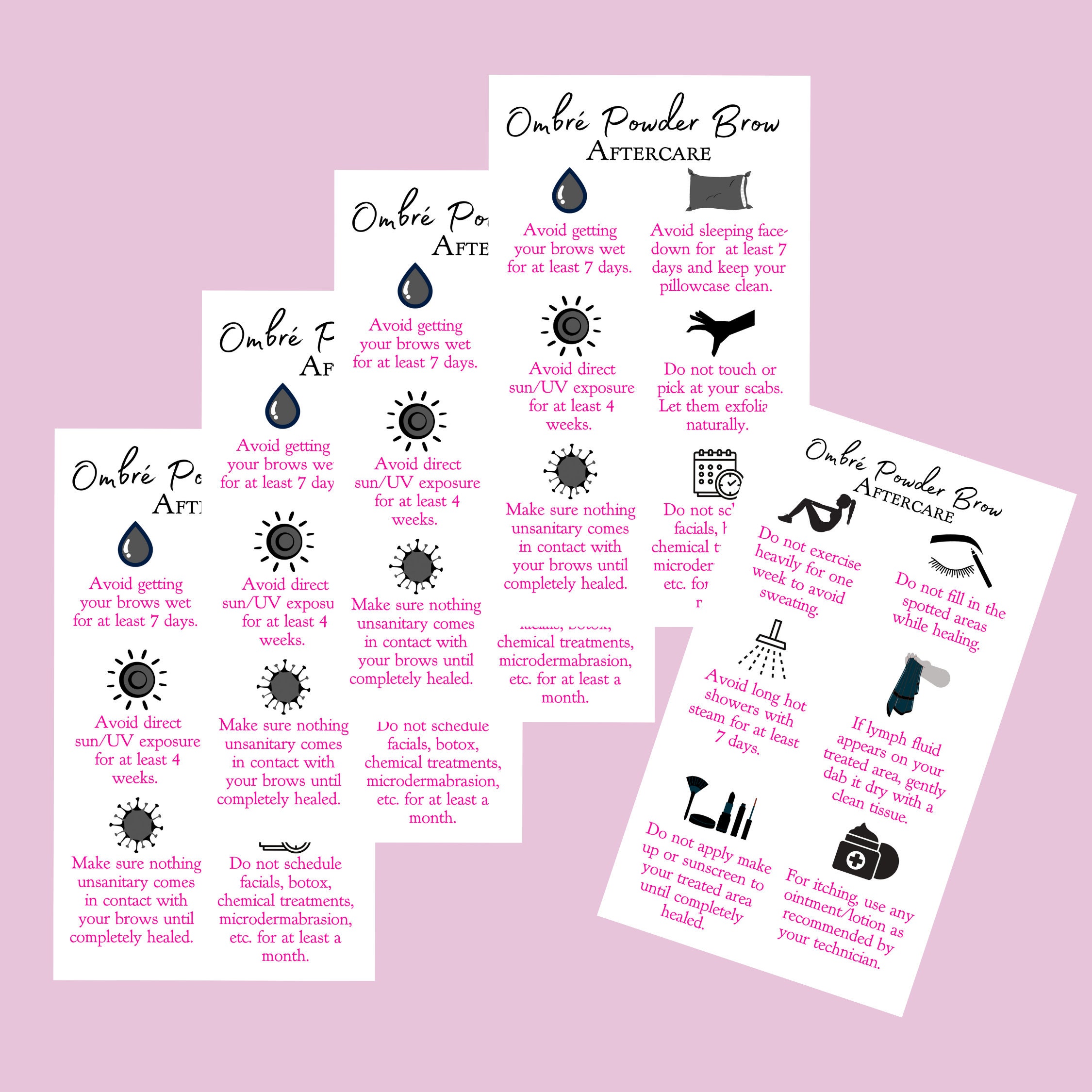 Ombre Powder Brow Aftercare Instruction Cards Digital Etsy