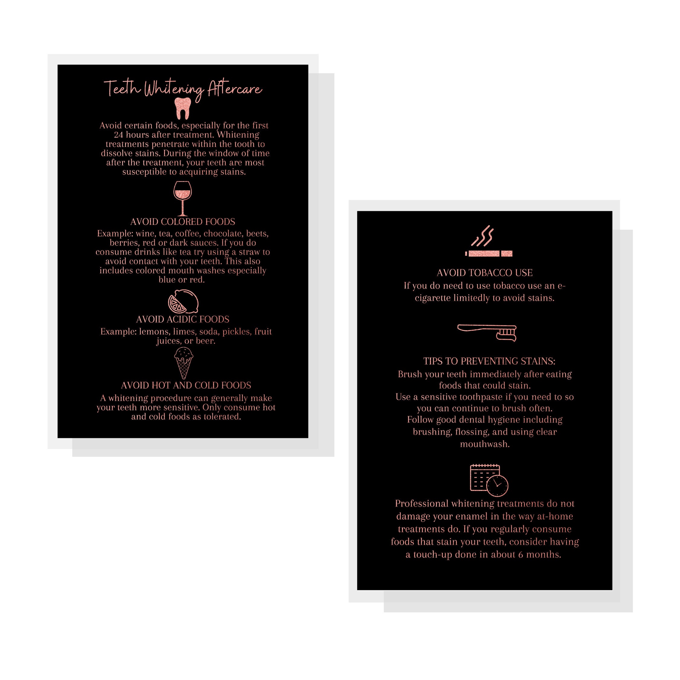 Teeth Whitening Aftercare Instruction Card Digital Download Etsy
