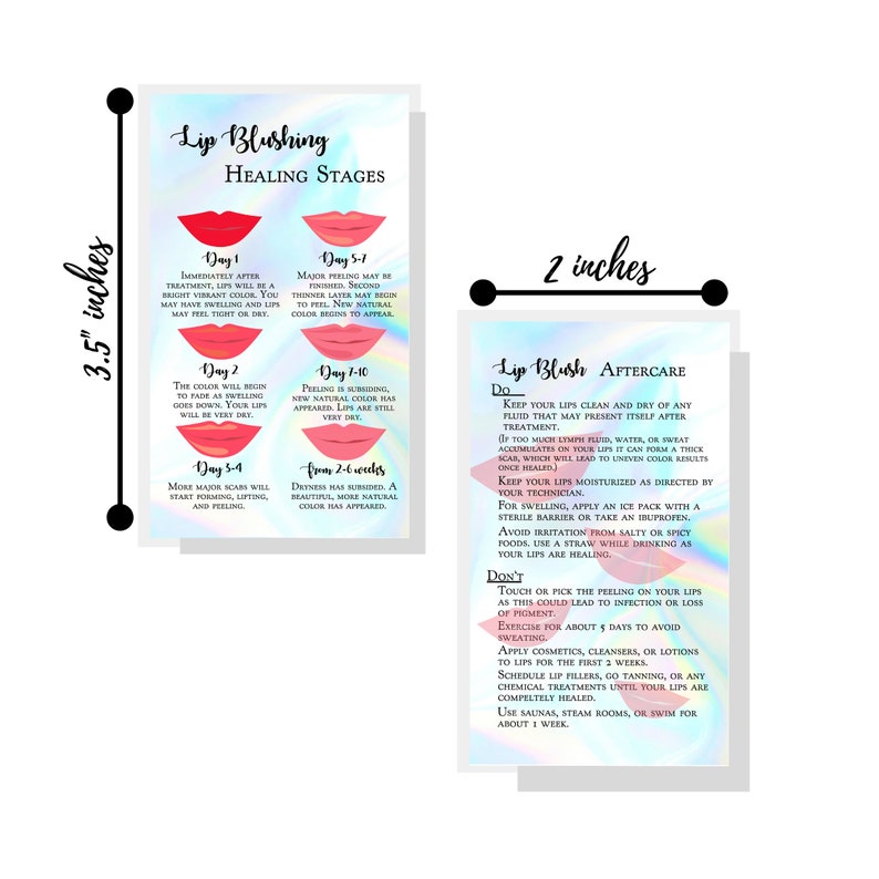 Lip Blush Healing Process and Aftercare Instruction Cards Etsy