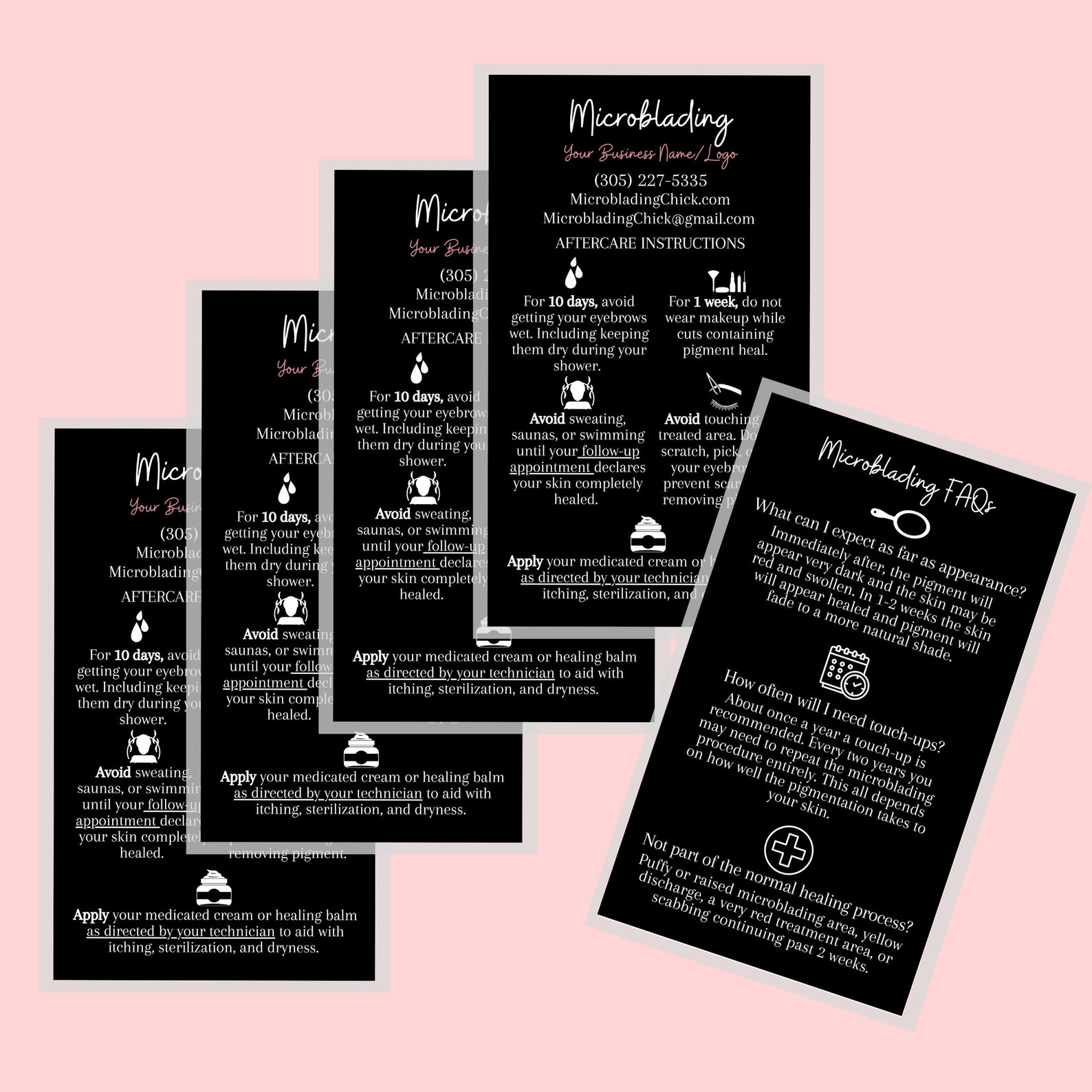 Microblading Aftercare FAQs Instruction Cards Custom Edit in | Etsy