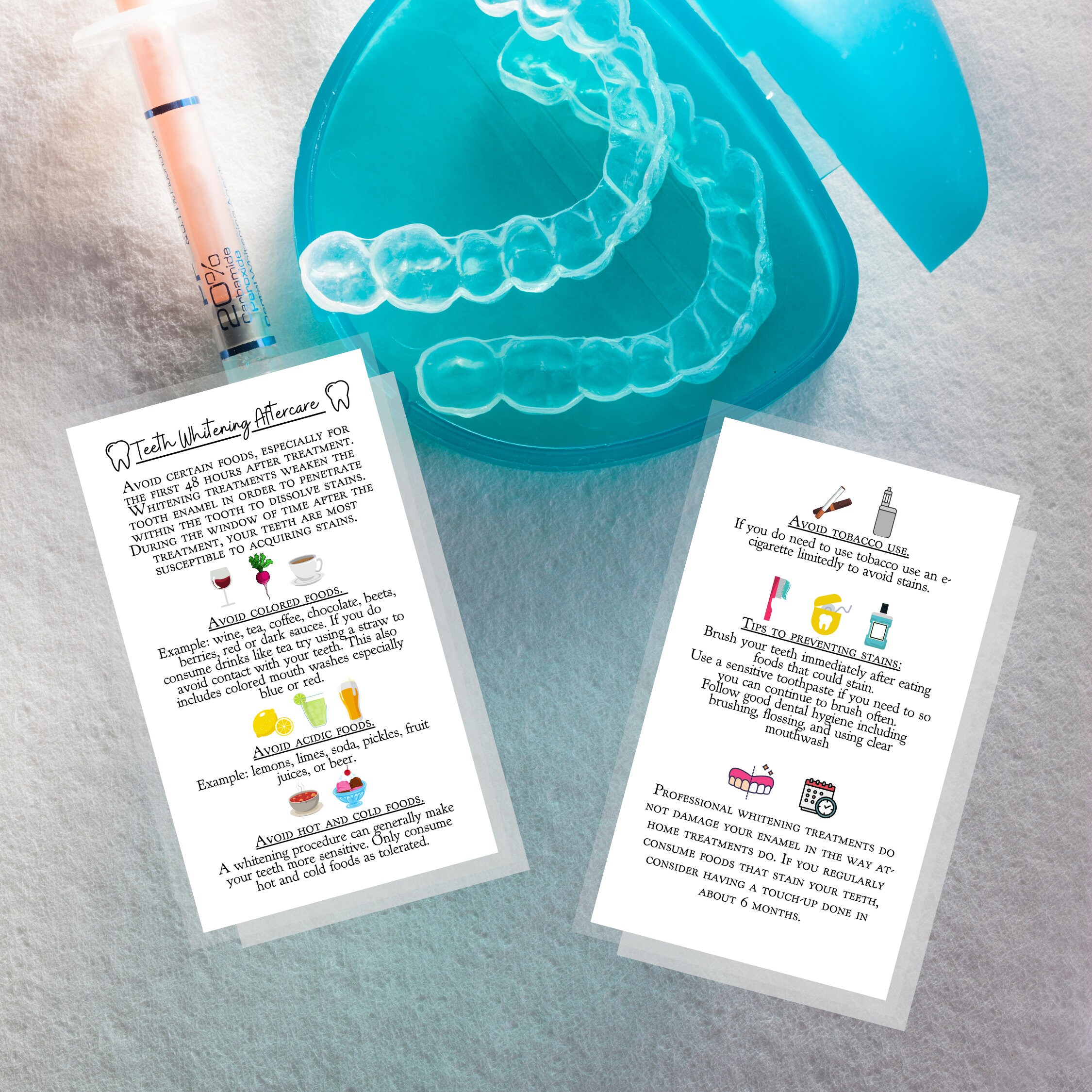 Teeth Whitening Aftercare Instruction Cards Digital Download Etsy