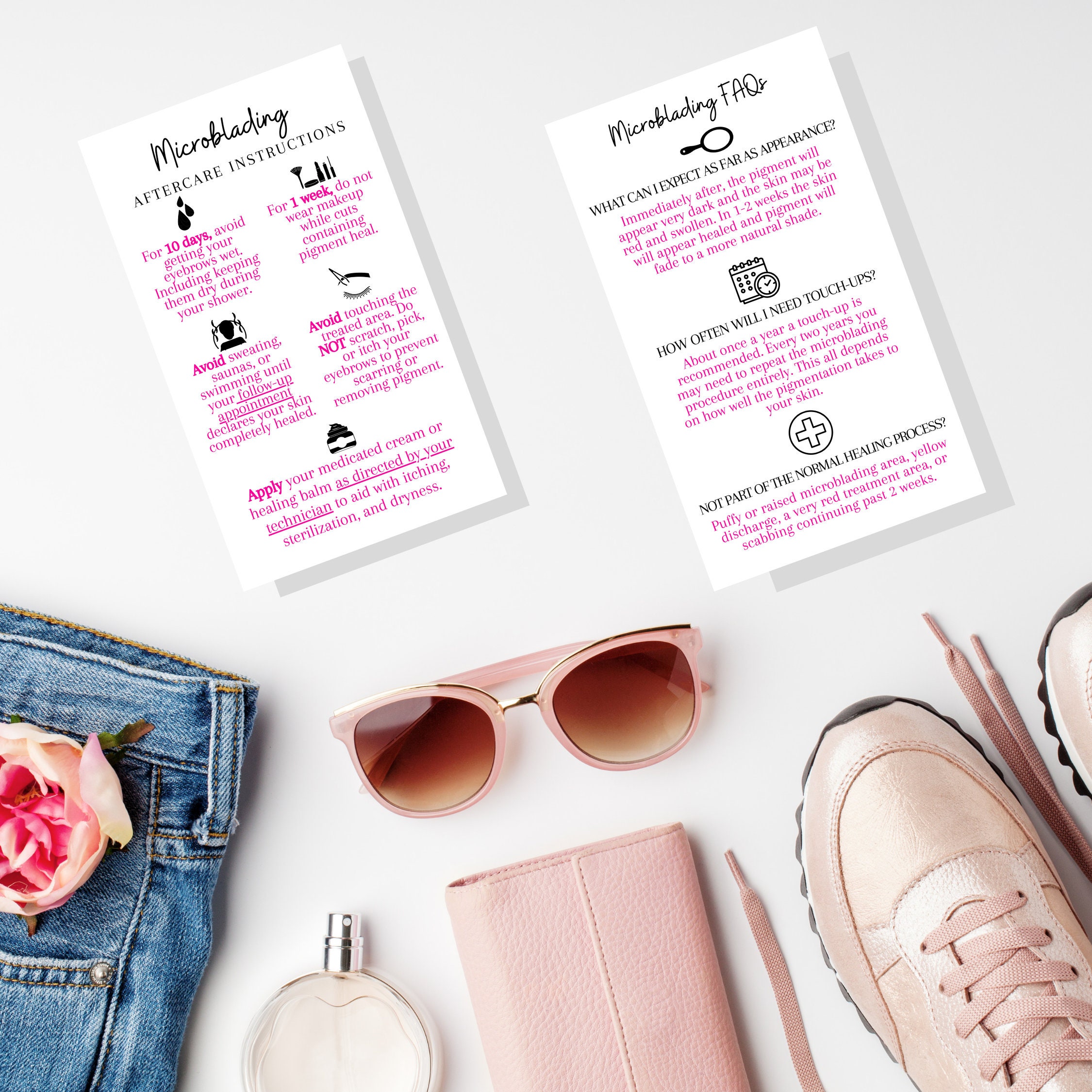 Microblading Aftercare Faqs Instruction Cards Digital | Etsy