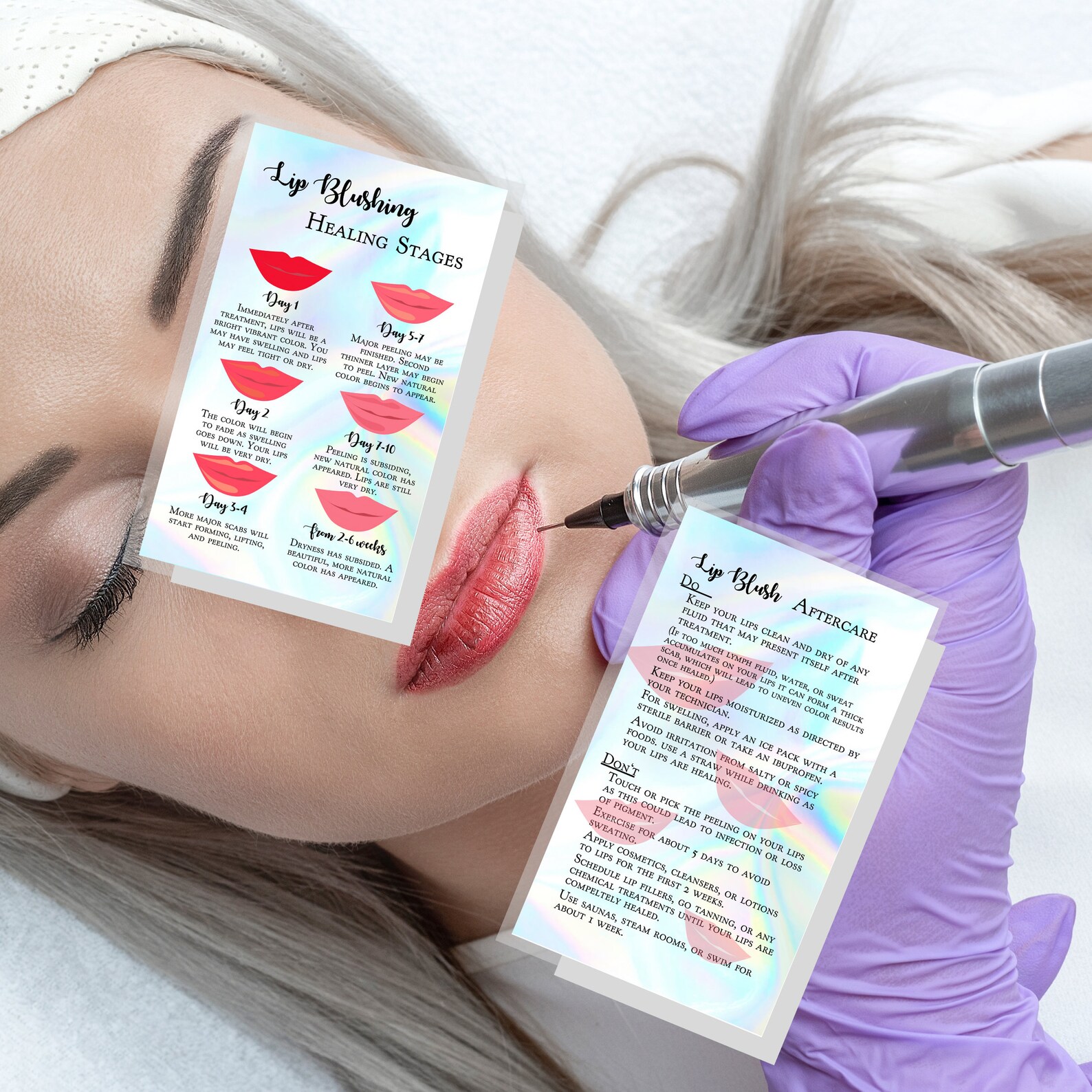 Lip Blush Healing Process and Aftercare Instruction Cards Etsy