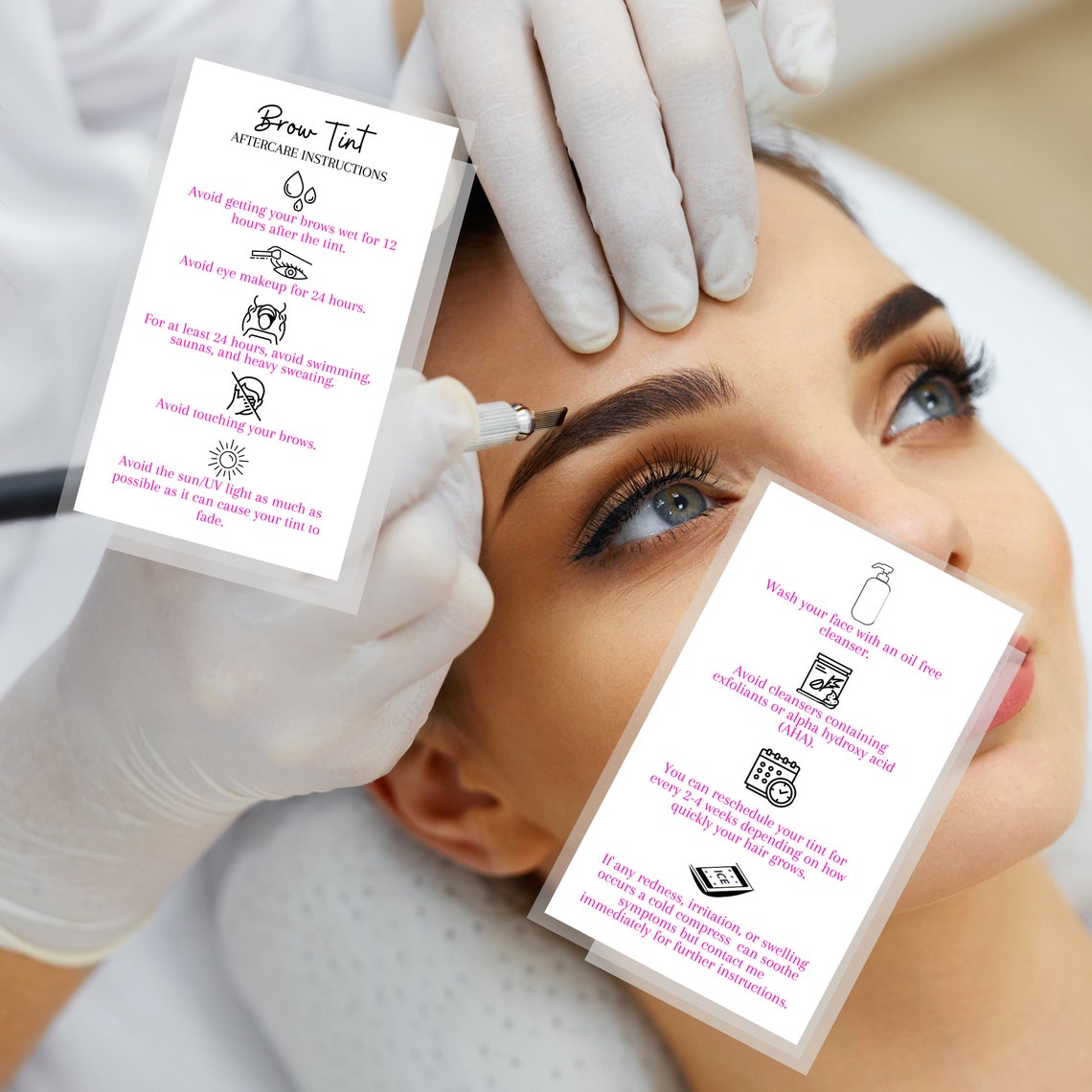 Eyebrow Tint Aftercare Instruction Cards Digital Download of Etsy
