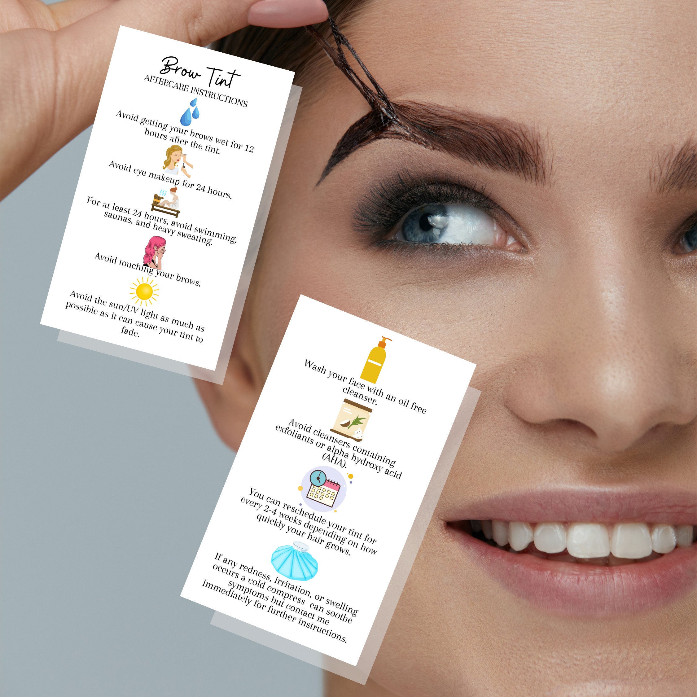 Eyebrow Tint Aftercare Instruction Cards Digital Download of Etsy