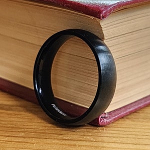 Custom 6mm Black TITANIUM Wedding Band (Brushed, Matte Finish, Rounded) Size 5-13 / Custom Men's Plain Ring Wide Engraving Engagement