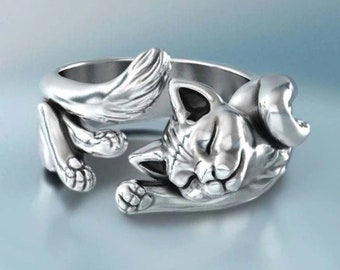 sterling silver cat ring