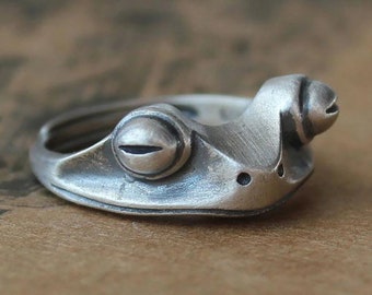 Unique Unisex Frog Open Adjustable Rings Retro Animal Spirit Ring Hippie Ring Frog Ring Silver Adjustable Ring Creative Ring Gift