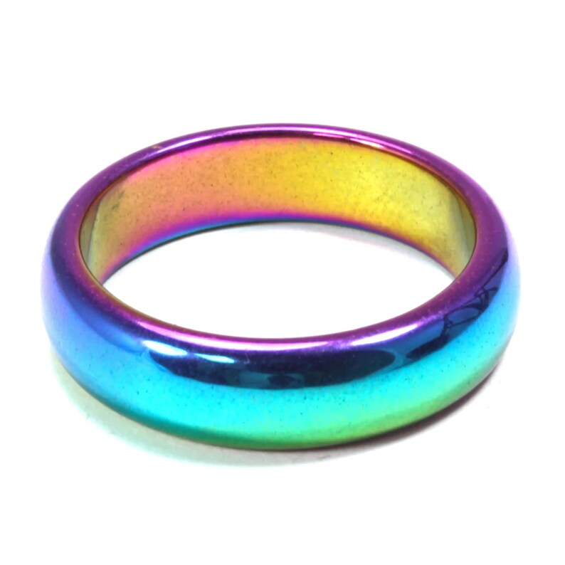 Rainbow Hematite Ring 6mm/ 0.25in Rounded Dshape // Etsy UK