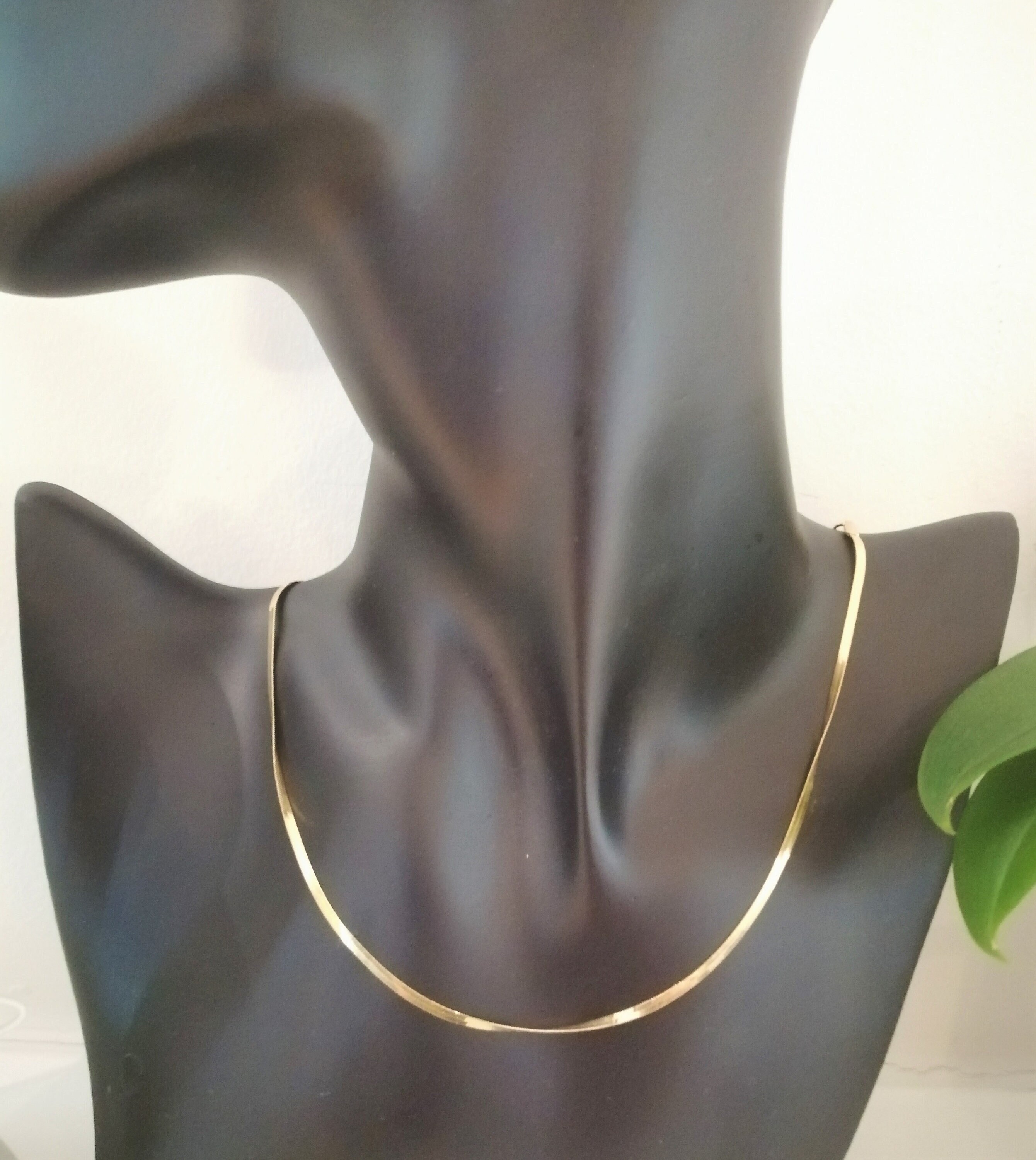 14K Yellow Gold 2mm Herringbone Necklace 40 45 50cm / Etsy UK