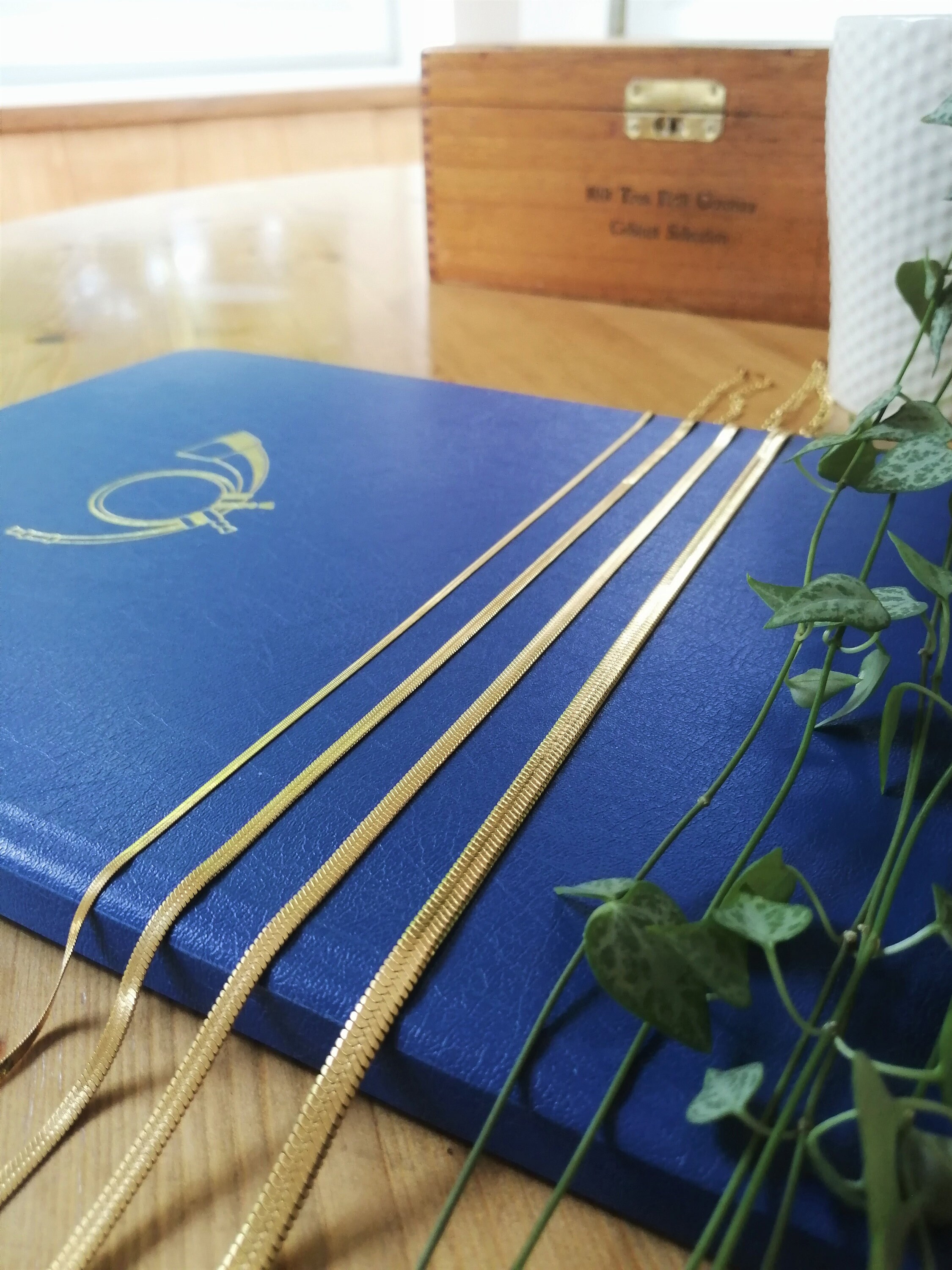 14K Yellow Gold 2mm Herringbone Necklace 40 45 50cm / Etsy UK