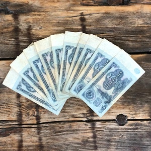Vintage Papiergeld, Sowjetunion Banknote, 10er Set UDSSR 5 Rubel Banknoten, CCCP Währung, alte sammelbare russische Banknoten