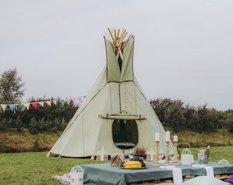 Cheyenne Tipi Tent, 13ft, Natural Glamping Teepee