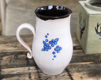 Vintage Pottery Pitcher, handmade ceramic pitcher, Home decor Pottery Vase, Clay mug, Pottery Jug