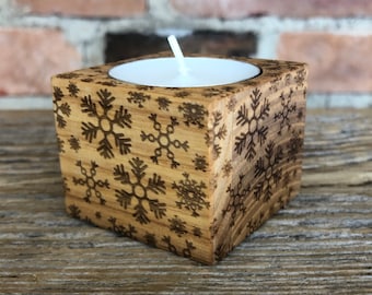 Träljusstake, ljusstake i furu, handgjord värmeljusstake, värmeljusstake