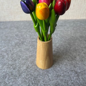 Vaso in legno trasparente, TULIPANI NON INCLUSI, vaso in legno da 3,9&#39;&#39;, centrotavola in legno fatto a mano, vaso per fiori in legno, perfetto per 9 piccoli tulipani in legno