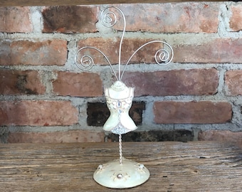 Vintage jewelry organiser, handmade earrings metal holder, jewellery organiser stand, necklace storage stand